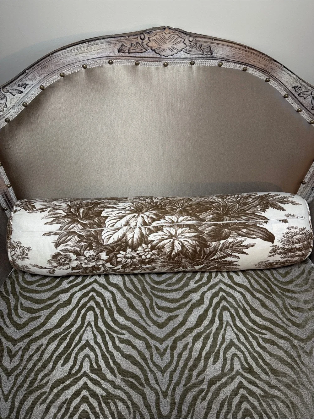 Pottery Barn Matine Toile Bolster Roll Pillow